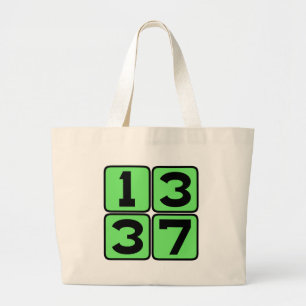 Bolsa Tote Grande gíria de meme de internet 1337 Leet Leetspeak Elee