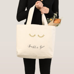 Bolsa Tote Grande Glitter Eyelashes Menino Dourado