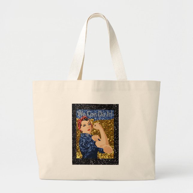 Bolsa Tote Grande glitter rosie, o rivete (Frente)