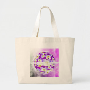 Bolsa Tote Grande Globo de padrão de flores violeta sutil e simples