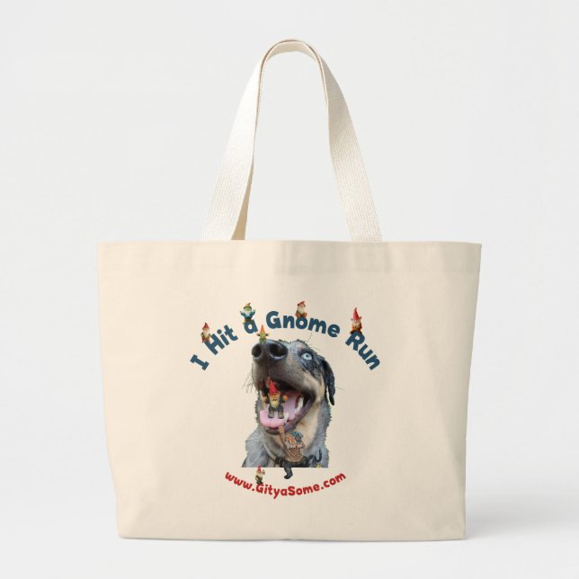 Bolsa Tote Grande Gnomo Run Home Run Dog (Frente)