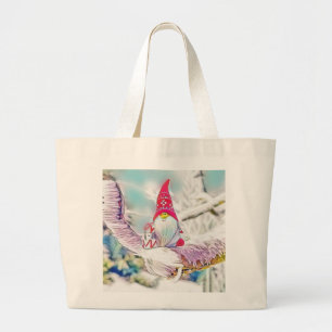 Bolsa Tote Grande Gnomos na pintura a aquarela da neve