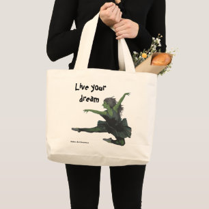 Bolsa Tote Grande Goblin Girl Ballerina Dançando Fantasia Art Tote B