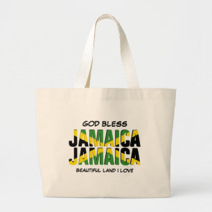 Bolsa Tote Grande GOD BLESS JAMAICA JAMAICA Flag