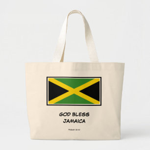 Bolsa Tote Grande GOD BLESS JAMAICA Patriotic Jamaican Flag