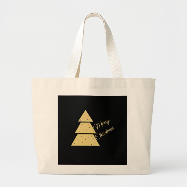 Bolsa Tote Grande Golden Christmas Tree (Frente)