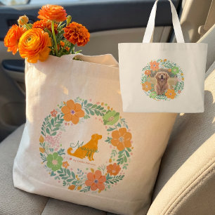 Bolsa Tote Grande Golden Retriever Laranja Pastel Personalizado
