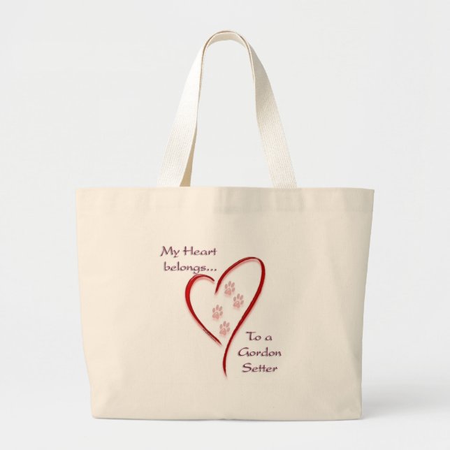 Bolsa Tote Grande Gordon Setter Heart Pertence (Frente)