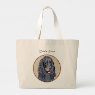Bolsa Tote Grande Gordon Setter Pintando a Arte Original de Cachorro