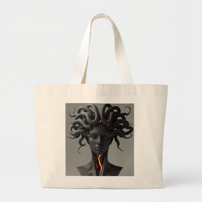 Bolsa Tote Grande Gorgon Abstract Graphite Tote Bag (Frente)