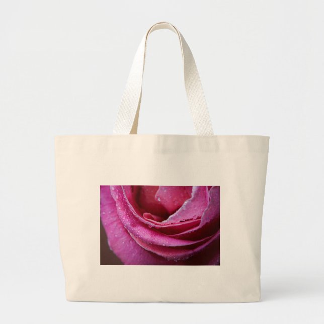 Bolsa Tote Grande Gotas de chuva em uma rosa rosa (Frente)