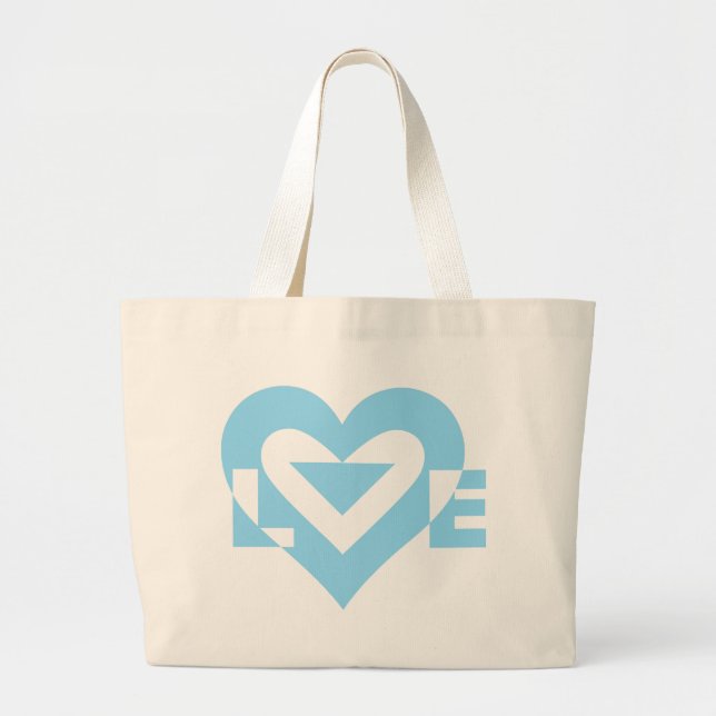Bolsa Tote Grande Gráfico de Amor legal, Azul (Frente)