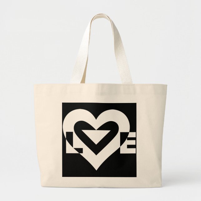Bolsa Tote Grande Gráfico de Amor legal, Branco (Frente)