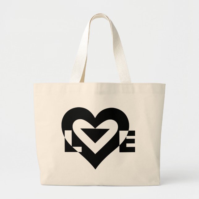 Bolsa Tote Grande Gráfico de Amor legal, Preto (Frente)