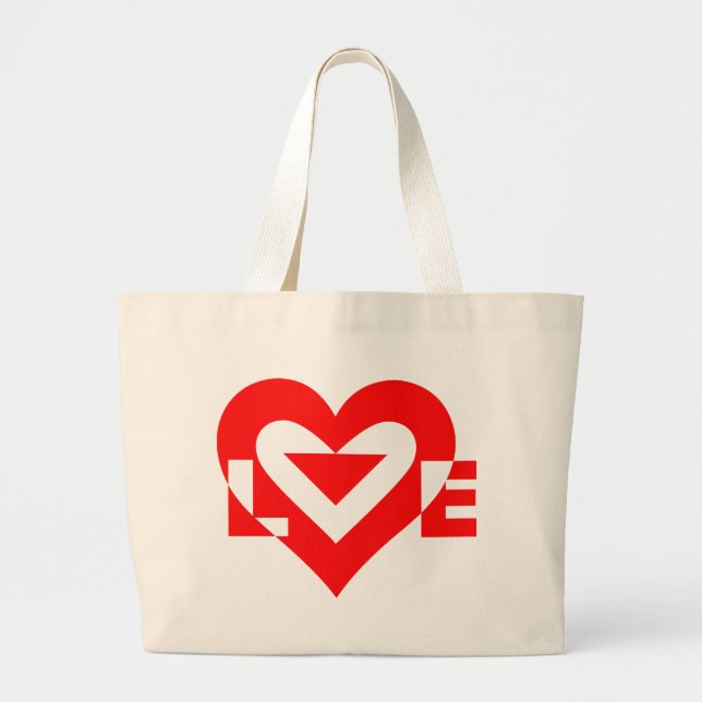 Bolsa Tote Grande Gráfico de Amor legal, Vermelho (Frente)