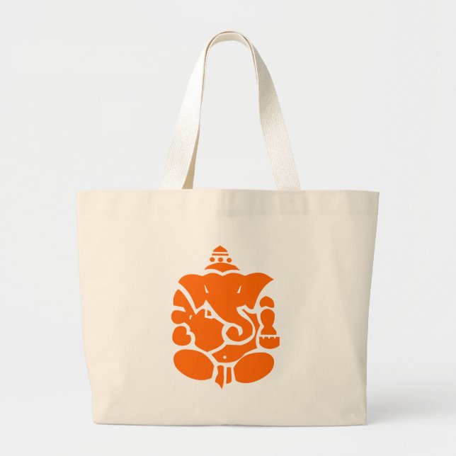 Bolsa Tote Grande Gráfico de Ganesha Laranja (Frente)