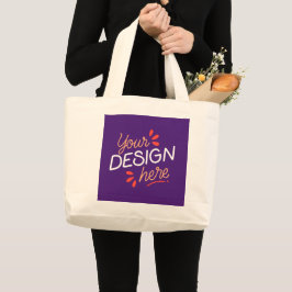 Bolsa Tote Grande Gráfico roxo quadrado com laranja divertido