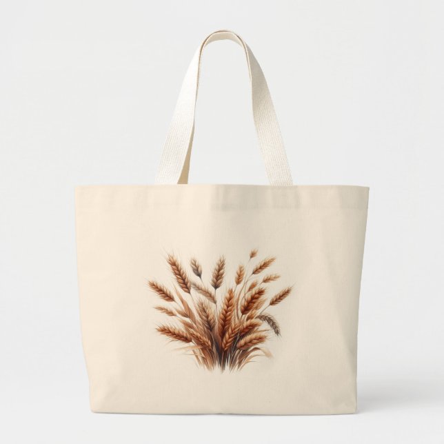 Bolsa Tote Grande Grama das Pampas Moderna Boho Floral para Outono  (Frente)