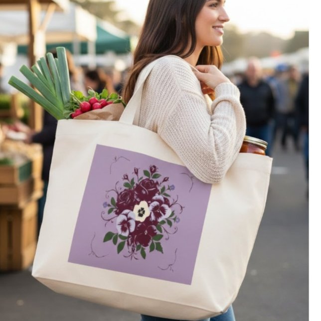 Bolsa Tote Grande Grand Sac Fourre-tout Jumbo - Bouquet de Violettes (Criador carregado)