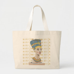 Bolsa Tote Grande Grande design de Nefertiti e cartuchos
