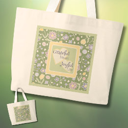 Bolsa Tote Grande Grateful Heart Joyful Life Personalized Tote Bag 