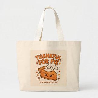 Bolsa Tote Grande Gratidão pelo Torta — Camiseta de Ação de Graças d