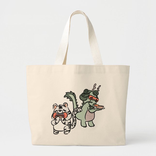 Bolsa Tote Grande Green dragon white tiger (Frente)