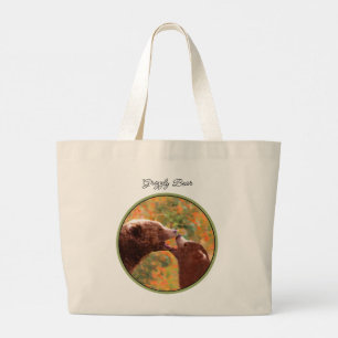 Bolsa Tote Grande Grelha-Ursa Mãe e Cubo pintando Arte Selvagem