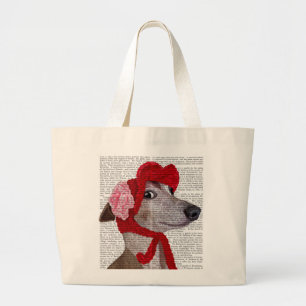 Bolsa Tote Grande Greyhound com Red Wooly Hat 2