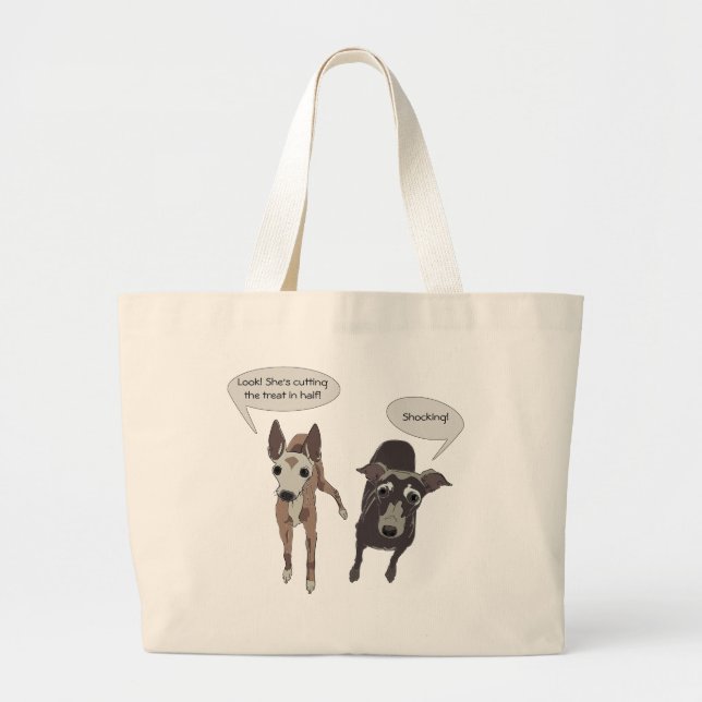 Bolsa Tote Grande Greyhound "Cortando a cara" Tote Bag (Frente)