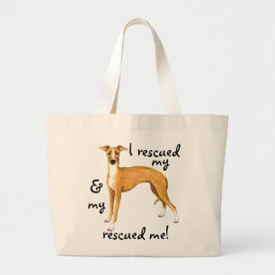 Bolsa Tote Grande Greyhound italiano de resgate