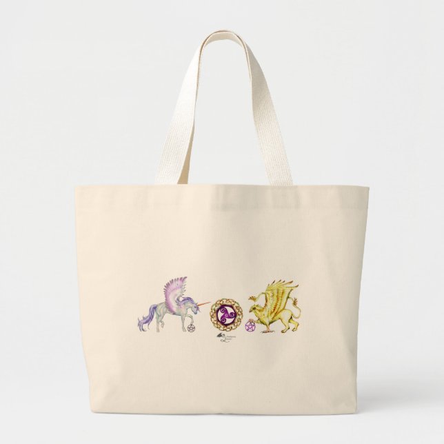 Bolsa Tote Grande griffon do unicórnio da essência da espiral do (Frente)
