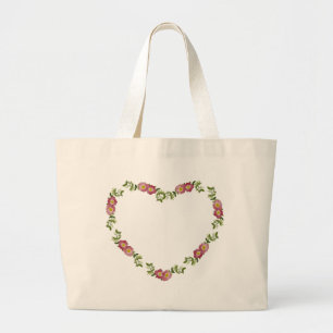 Bolsa Tote Grande Grinalda Coração-Dada forma vintage das flores