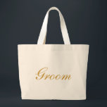 Bolsa Tote Grande Groom Gold<br><div class="desc">This personalized name monogram cute vintage tote bag is best gift idea for groom and groomsman at weddings.</div>