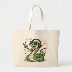Bolsa Tote Grande Groovy Snake Beats com Design de Sacos Divertidos