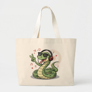 Bolsa Tote Grande Groovy Snake Beats com Design de Sacos Divertidos