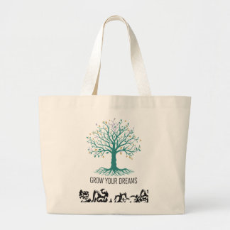 Bolsa Tote Grande Grow Your Dreams Inspirational Motivational Grocer