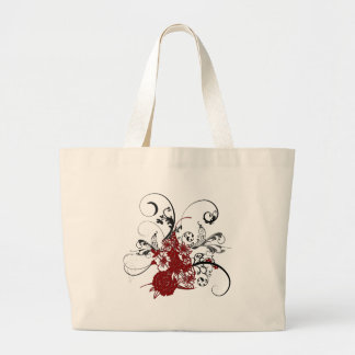 Bolsa Tote Grande Grunge floral vermelho do KRW