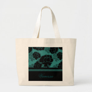 Bolsa Tote Grande Grungy Floral Decadence Bag, Teal