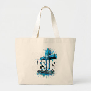 Bolsa Tote Grande Grupo Jesus Tote Bag   Christian Cross Design