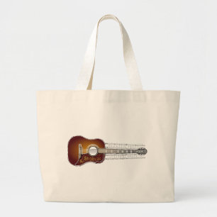 Bolsa Tote Grande Guitarra com partitura - saco do vintage