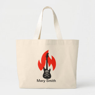 Bolsa Tote Grande Guitarra Crânio e Flame