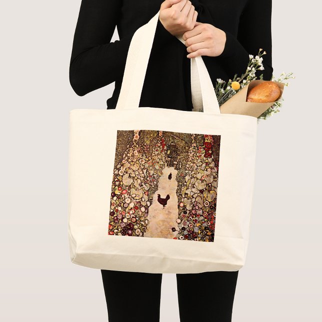 Bolsa Tote Grande Gustav Klimt Garden Path Painting, Tonturas Terres (Criador carregado)