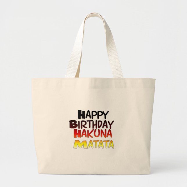 Bolsa Tote Grande Hakuna Matata Art Impressão (Frente)