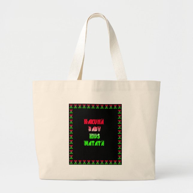 Bolsa Tote Grande Hakuna Matata Baby Kids Oferece incríveis desenhos (Frente)