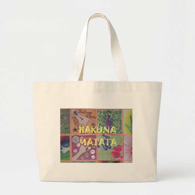 Bolsa Tote Grande Hakuna Matata - Sinal de Arte Impressão (Frente)