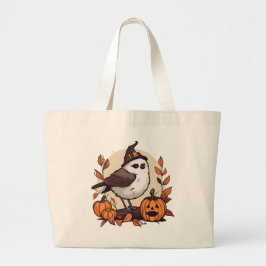 Bolsa Tote Grande Halloween Bird Jack-o-lantern