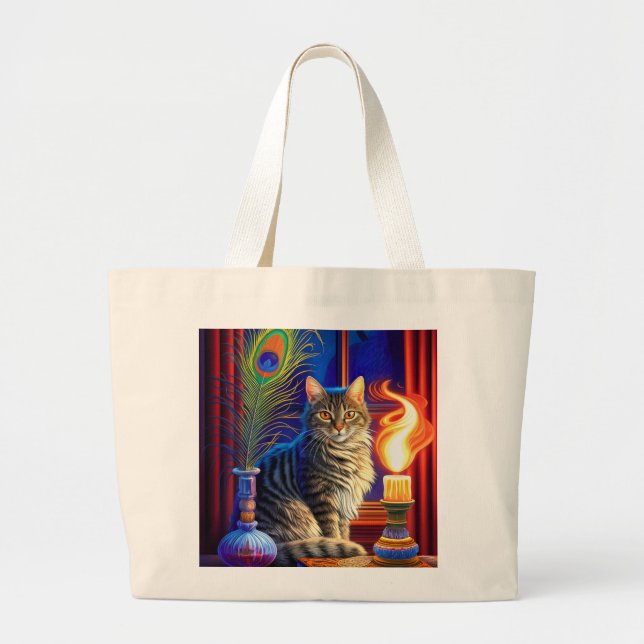 Bolsa Tote Grande Halloween Cat (Frente)