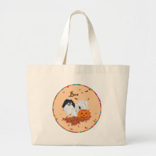 Bolsa Tote Grande Halloween do Chin Japonês