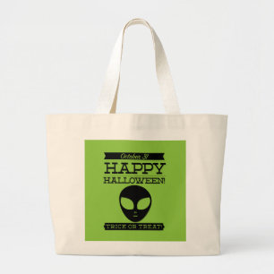 Bolsa Tote Grande Halloween, retrô tipográfico